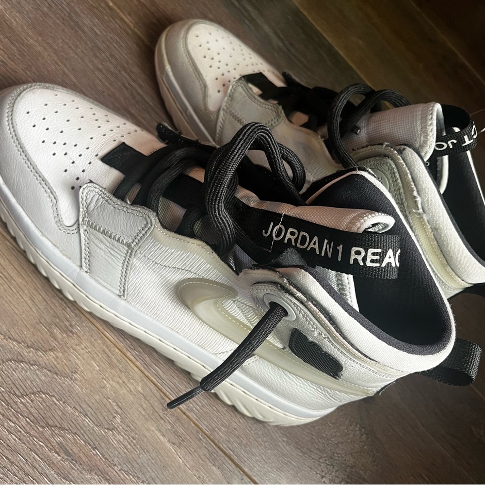 Jordan 1 React White and Black Sneakers